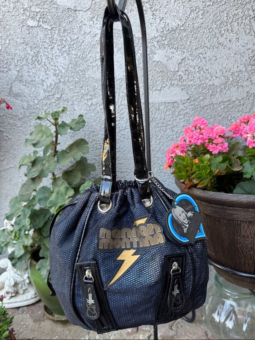 Hannah Montana Navy Sparkle Drawstring Shoulder Bag